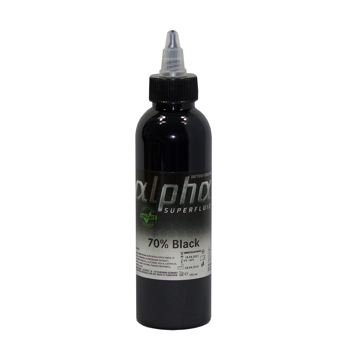 alpha SUPERFLUID 70% Black, 150 ml Tätowierfarbe